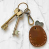 Leather pocket charm pouch attached to keys - with silver heart charm