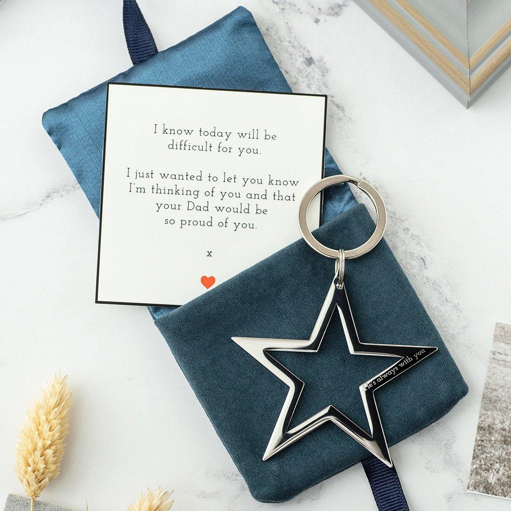 In memory star keyring in gold or silver - MW Studio