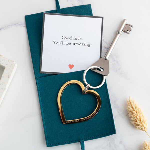 Personalised Engraved gold heart keyring for grandparent to be