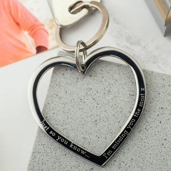 Silver Engraved Heart Keyring - MW Studio