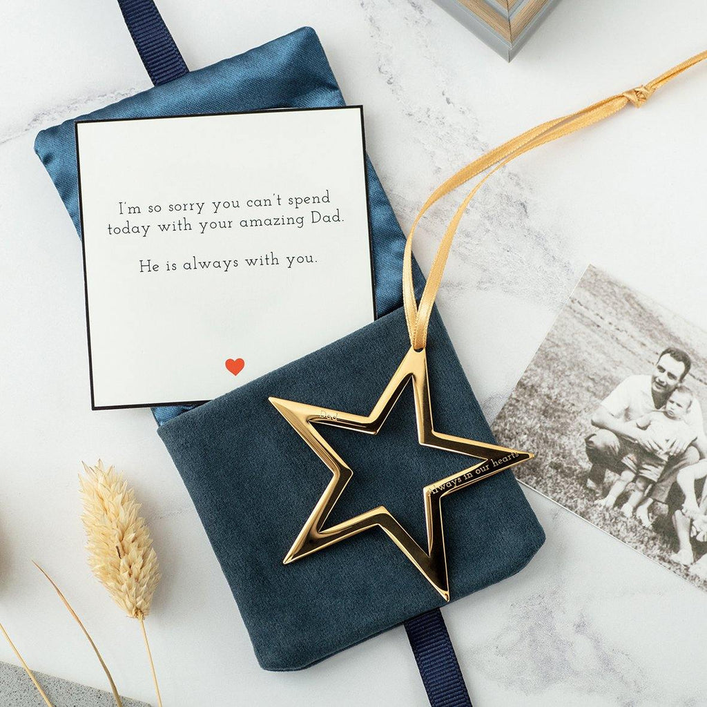 Engraved Gold Star Decoration for Dad - Father's Day Memorial