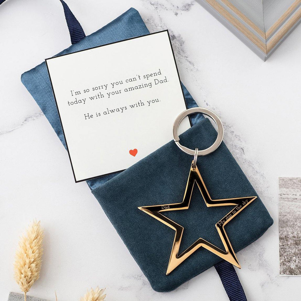 In memory star keyring in gold or silver - MW Studio