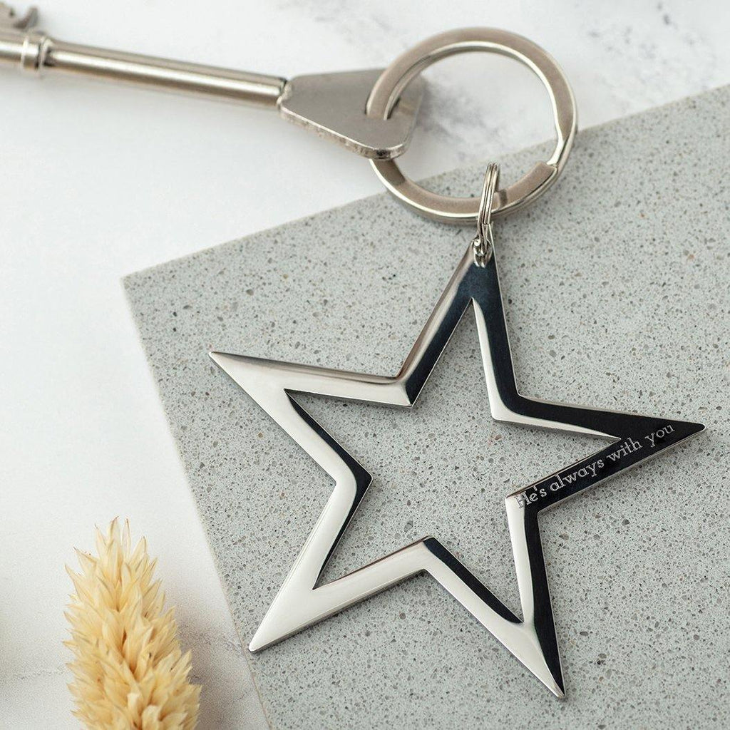 In memory star keyring in gold or silver - MW Studio